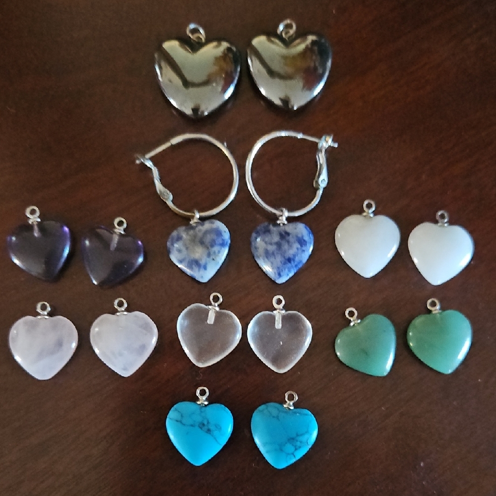 Silver Heart Earrings with Colorful Interchangable Charms